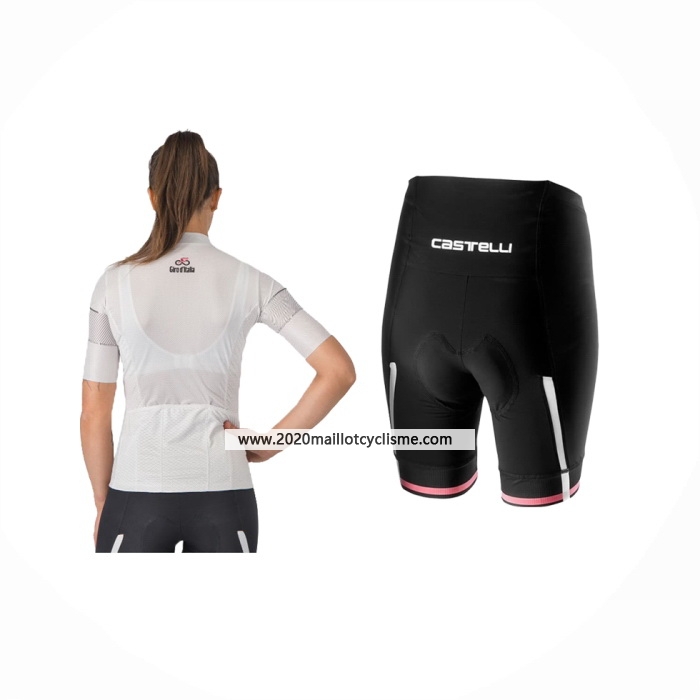2024 Maillot Cyclisme Femme Giro d'Italia Blanc Manches Courtes Et Cuissard